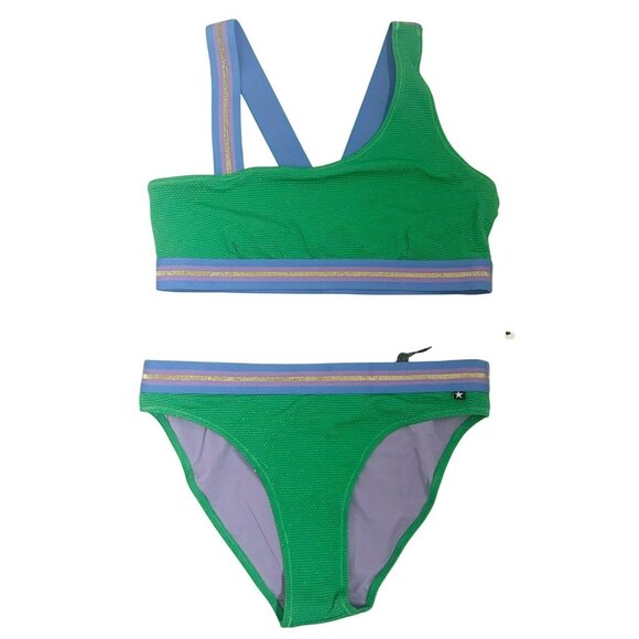 Molo Big Girls Size 15/16Y Bright Green Nicola Asymmetical Sporty Bikini